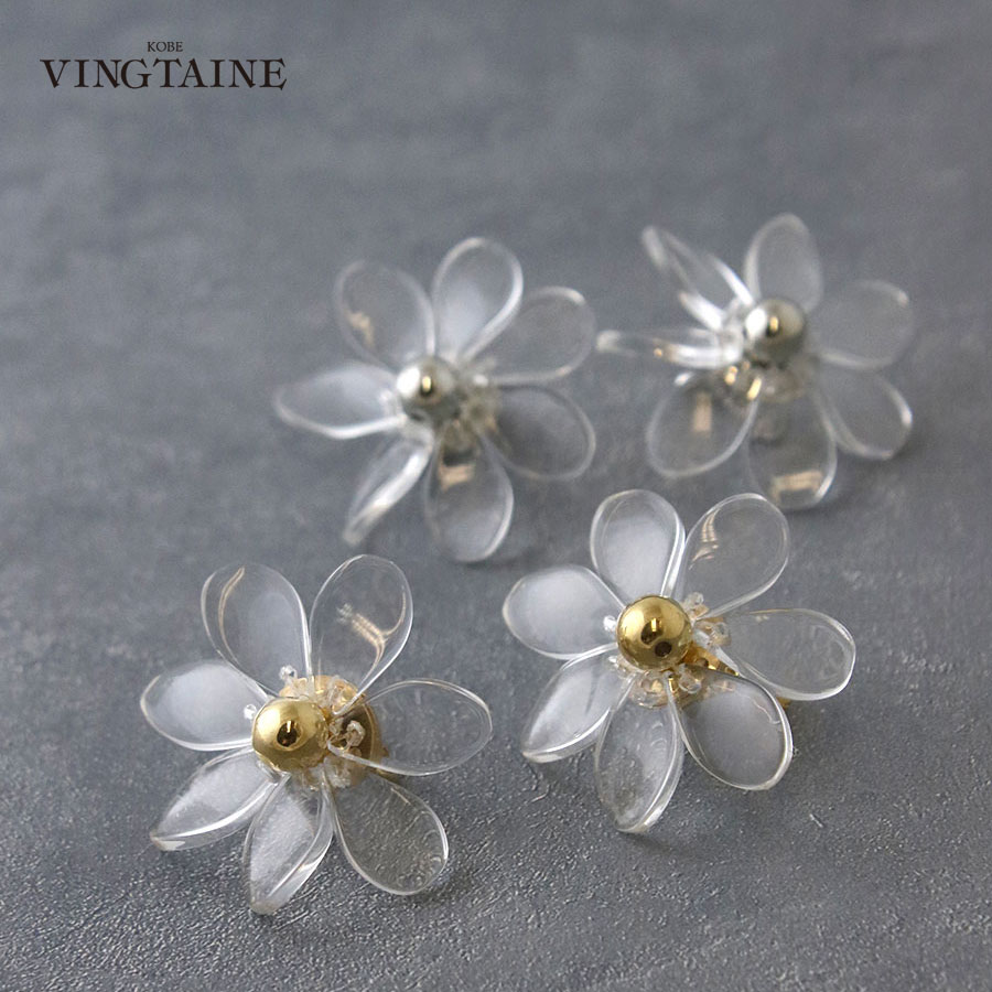 目玉セール★ゆうパケット送料無料★ クリアフラワーピアス ピアス イヤリング 抜け感 花 フラワー クリア 透明 シアー P5295【mbgt】のサムネイル