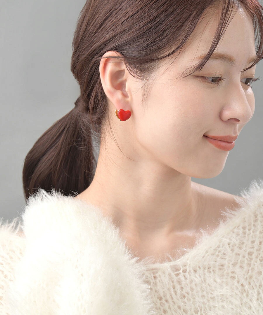 キャッチレスピアス リバーシブル ぷっくりハート ワンタッチ 大人可愛い 2WAY P5307