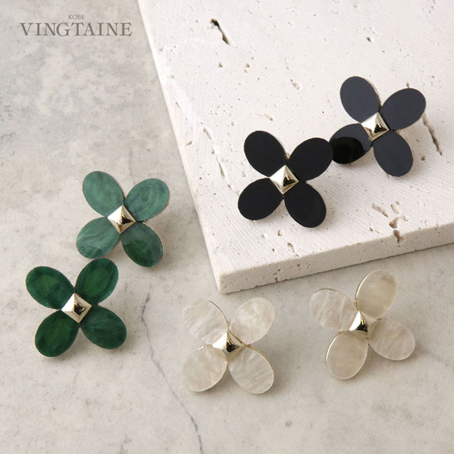 乐天商城 - フラワーピアス イヤリング 大人可愛い 艶 メタル アクセサリー 上品 花 P5308