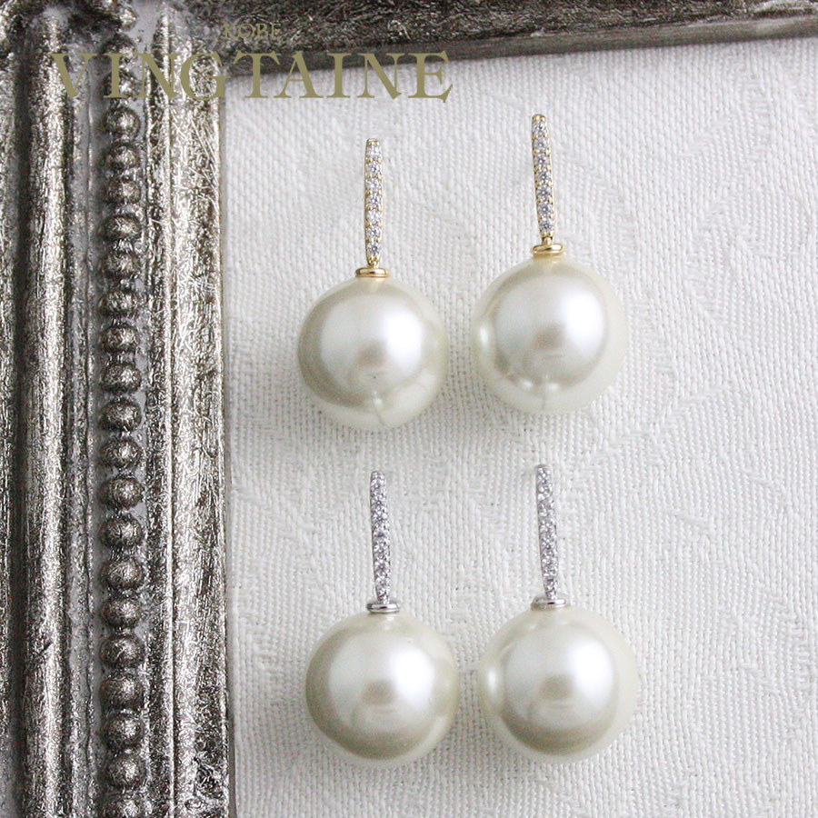 【2/5限定★ネコポス全品送料無料】キュービックジルコニアラインパールピアス エレガント シンプル 煌き ステンレスポスト P1602 レディース 大人っぽい かわいい おしゃれ プレゼント