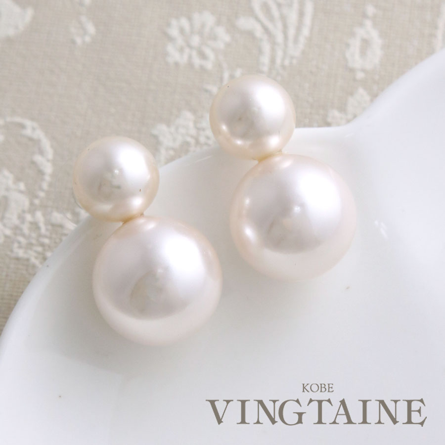 乐天商城 - ピアス イヤリング パール ダブル (L) 12mm 18mm シンプル デイリー アクセサリー おしゃれ プレゼント 人気 トレンド チタンポスト P5123