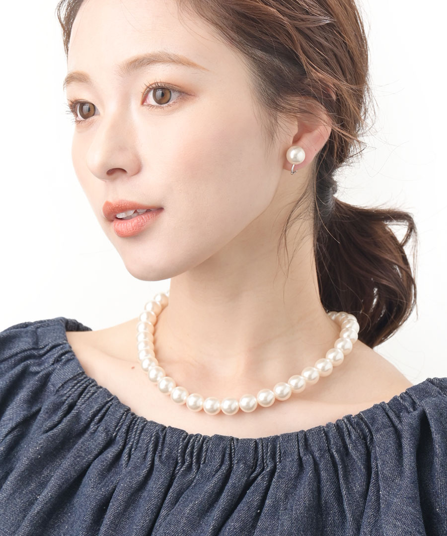★ネコポス送料無料★パールセット ネックレス ピアス イヤリング 12mm アクセサリー...