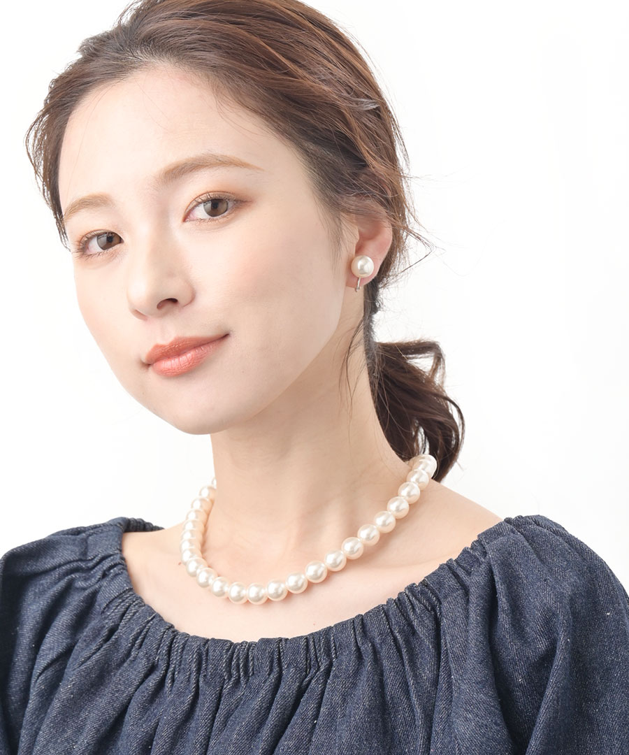 ★ネコポス送料無料★パールセット ネックレス ピアス イヤリング 12mm アクセサリー...