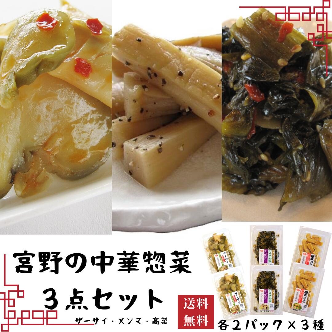 中華惣菜3点セット 6p おつまみ トッピング お酒のあて おかず 熟成 搾菜 中華惣菜 国内製造 おかず ご飯のおとも 漬物 惣菜 中華惣菜 メンマ ラーメン...