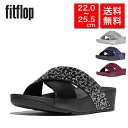 fitflop フィットフロップ レディース コンフォートサンダル 厚底サンダル クロスベルトサンダル JE2 スライド グリッター ラメ 歩きやすい 疲れない...