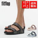 fitflop フィットフロップ レディース コンフォートサンダル 厚底サンダル スライドサンダル JE5 グリッター ラメ 歩きやすい 疲れない 美脚 女性 ...