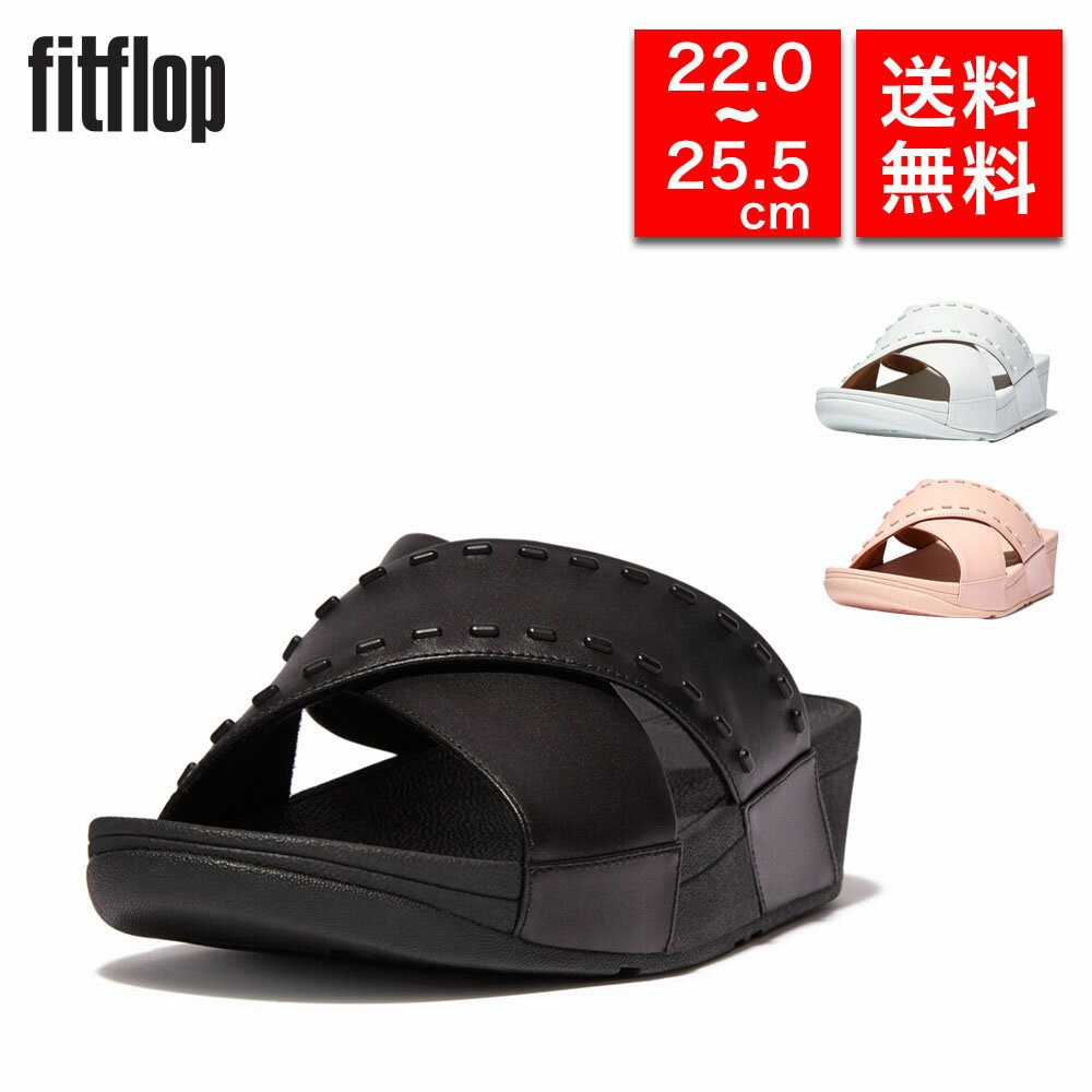 fitflop フィットフロップ LULU RUBBER-STUD LEATHER CROSS SLIDES GB2 スライドサンダル 体圧分散 衝撃吸収 クッション性