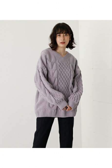 CHENILLE CABLE V/N KNIT TOPS/シェニールケーブルVネックニットトップス / AZUL BY MOUSSY/アズール バイ マウジー/レディース/トップス ニット【MARKDOWN】のサムネイル