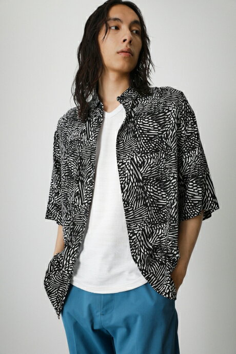 【5月18日(土)23:59まで期間限定価格】FINE LEAF PATTERN SHIRT/ファインリーフパターンシャツ / AZUL BY MOUSSY/アズール バイ マウジー/メンズ/トップス シャツ ブラウス【MARKDOWN】