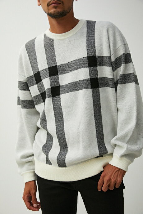 BIG CHECK JACQUARD KNIT/ビッグチェックジャガードニット / AZUL BY MOUSSY/アズール バイ マウジー/メンズ/トップス ニット【MARKDOWN】