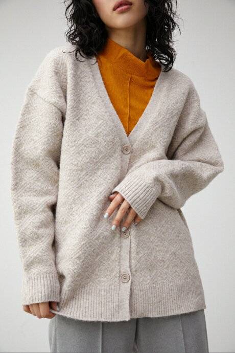 LACE JACQUARD LOOSE CARDIGAN/レースジャガ