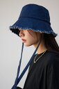 ストラップ付きフリンジデニムバケットハット / AZUL BY MOUSSY/アズール バイ マウジー/レディース/ファッション小物 帽子【MARKDOWN】