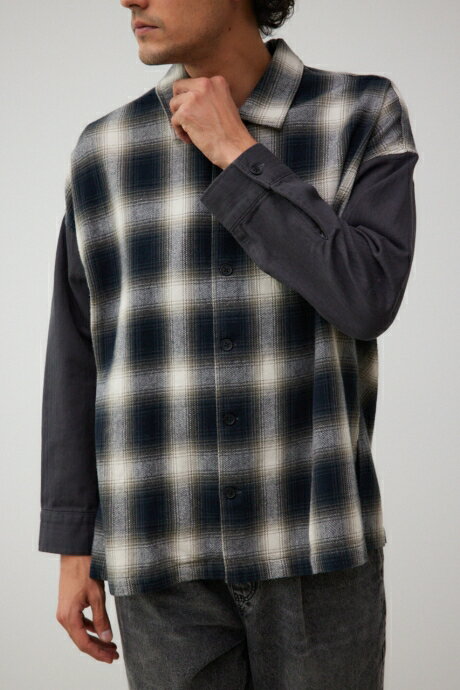 袖切替チェック柄シャツジャケット / AZUL BY MOUSSY/アズール バイ マウジー/メンズ/アウター ジャケット【MARKDOWN】