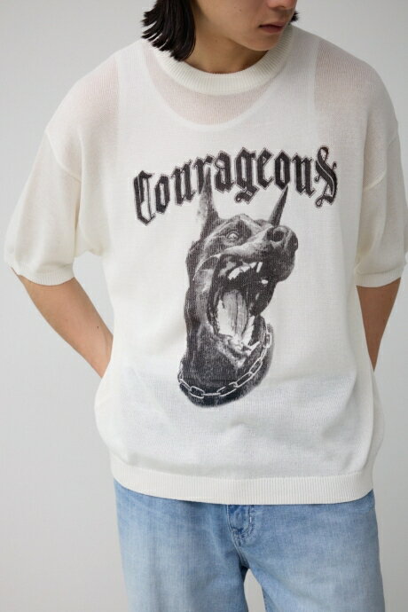 Courageousプリント半袖ニット / AZUL BY MOUSSY/アズール バイ マウジー/メンズ/トップス ニット【MARKDOWN】