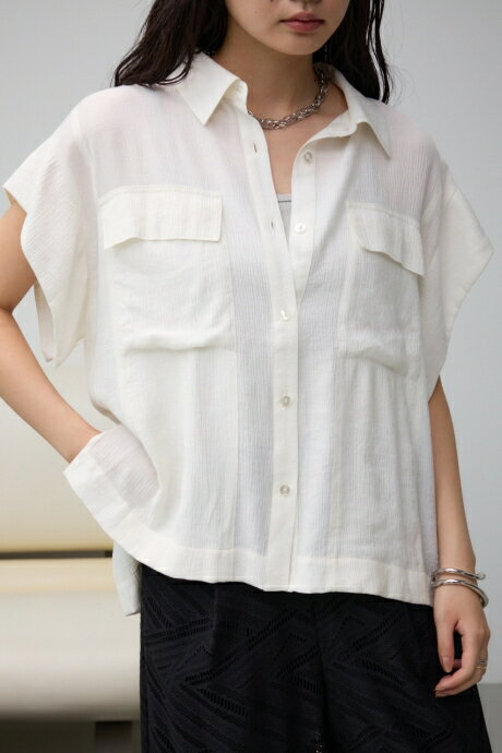 シアー半袖デザインシャツ / AZUL BY MOUSSY/アズール バイ マウジー/レディース/トップス シャツ ブラウス【MARKDOWN】