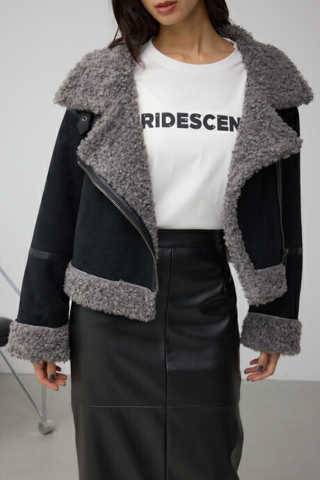 【堀田茜さん着用アイテム】フェイクレザー/スエード フェイクムートンジャケット / AZUL BY MOUSSY/アズール バイ マウジー/レディース/アウター ブルゾン