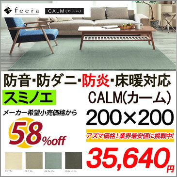 【200円週末クーポン♪】9/2(日)23:59マデスミノエ　カーム　200×200　200cm×200cm　ラグ　防炎　防ダニ 日本製 ホットカーペット対応　　ナイロン　防音　遊び毛出にくい CALM 軽やか　柔らかい