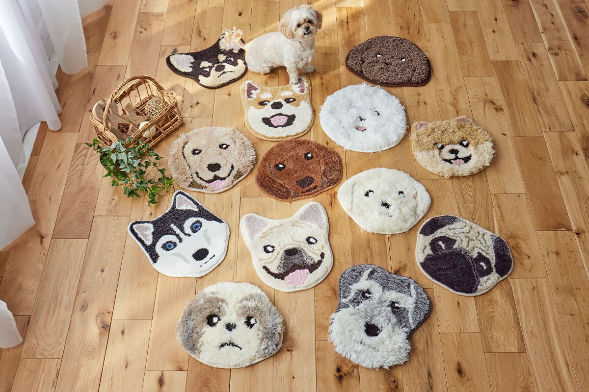 イヌカオ マット チェアパット マルチパット 32×38 チワワ シバイヌ ヨーキー ポメ シュナウザー フレ..