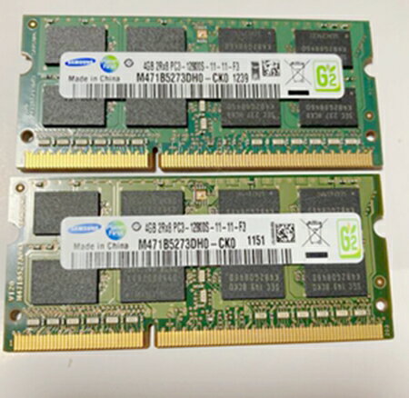 【8GBメモリーセット（4GBX2）】 DDR3 204pin PC3 4GBX2枚セット 相性の良いサムソン/samsung純正PC3-12800S-11 204pin DDR3-SDRAM S.O.DIMM 両面16チップメモリー デュアルチャンネルでの動作を保証