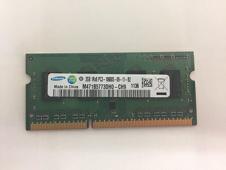 Samsung/サムスン純正メモリー DDR3-1333 PC3-10600S S.O.DIMM 2GB（両面8チップのため、ASUS/東芝などの各社ミニ低消費電力ノートPC対応可能）