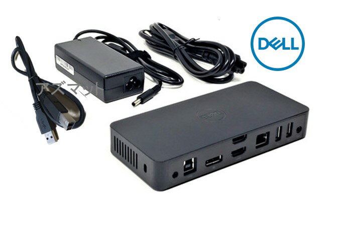 中古 美品 Dell ノートPC用 ドッキング ステーション USB3.0接続 4K対応 D3100 （65W 19.5V3.34A アダプタ付き）/4点…