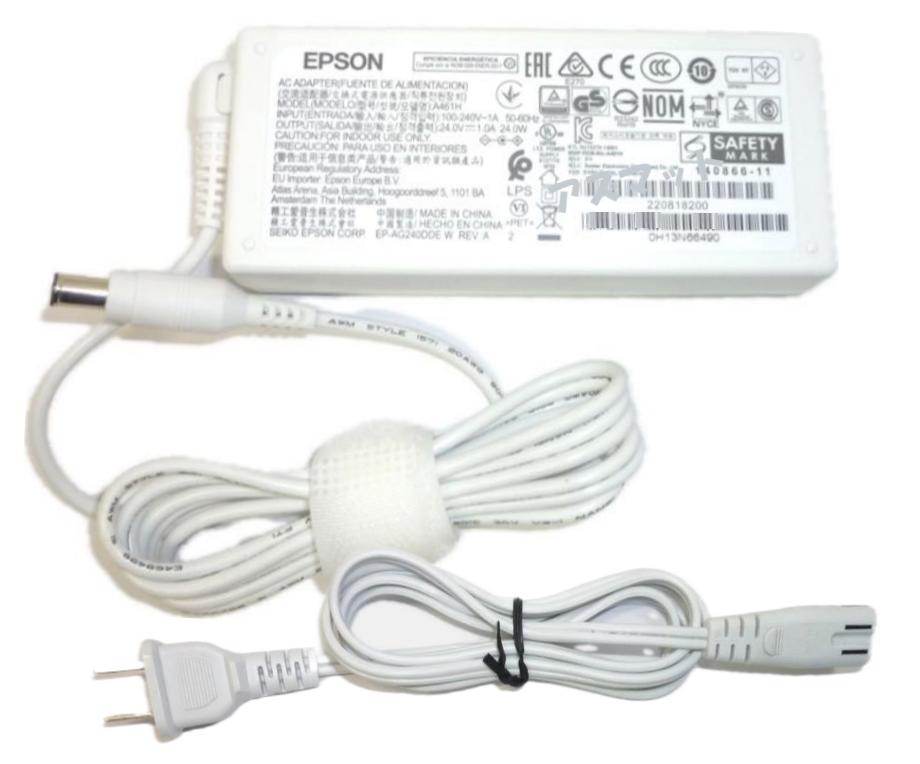 【5/23-27ポイント最大20倍】中古 純正品 EPSON/エプソン プリンター用 24V1A A461H ホワイト 白ACアダプタ PX-S05W PX-S05B PX-S06 B581A カラリオミー PF-71 GT-X980 GT-X830 GT-X820 DS-570w DS-530携帯インクジェットプリンタ A221E A462E A461H A471H A472Eなど対応