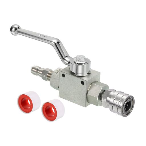 PATIKIL 高圧洗浄機用ボールバルブキット テープ付きステンレス製ワッシャーホース 1/4”クイックコネクト 4500 PSI圧力