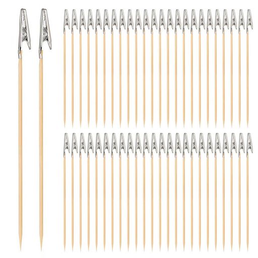 【商品詳細】50本入り、長さ180mm、竹串の直径25mm。 【高品質素材】金属製のクリップと竹串で作られており、堅牢で耐久性に優れ、部品を確実に固定します。 【自由調整】竹串部分は、簡単に切断でき、最適な長さに調整できます。 【実用性】この大量の量は、同時に多くのパーツの塗装作業を行う際や使い捨て使用に最適で。 【幅広い適用】プラモデルやフィギュアなどの細かなパーツの塗装・乾燥に最適。