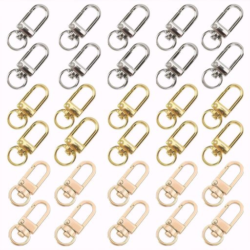 【パッケージ内容】ワンタッチキーホルダー 金具 30個 色: KCゴールド、シルバー、ゴールド、全長約34mm、フック内径縦約14mm横約7mm 【取り付けが容易】バッグやベルトにワンタッチで取り付けられ、回転フックは表裏を気にせずに使用できるので、手間を省くことができます。便利なアクセサリーセットで、使い勝手が抜群です. 【DIY適用】キーホルダーやアクセサリー作りに最適。オリジナルキーホルダーにチャームを掛けたり、自作のアクセサリーに応用できます. 【耐久性と長持ち】ニッケルメッキ仕上げで金属の表面を保護し、耐錆び性と長寿命があります。光沢があり、高級感が漂います。変形せず、頑丈な造り. 【綺麗に表面仕上げ】ニッケルメッキ仕上げを採用して、 キーホルダー表面に美しい銀色の光沢をくれ、金具の表面を保護もできます。キラキラして高級感もあります。