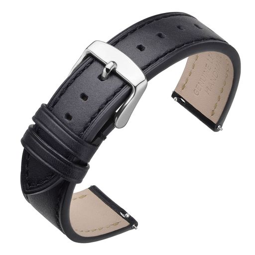[ANNEFIT] 時計ベルト 22mm オイルレザー クイックリリース 替え腕時計バンド ブラック
