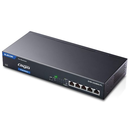 エレコム スイッチングハブ ギガビット対応 5ポート 金属筐体 PoE 静音ファンレス ...