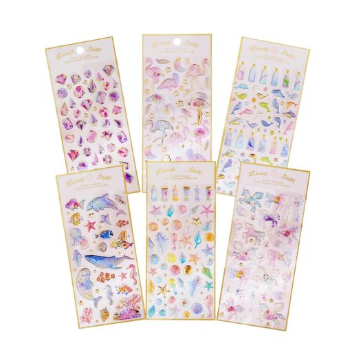 サイズと内容: 各シート約21cmx9cm、きらきらと輝く箔押しデザインで6枚セット