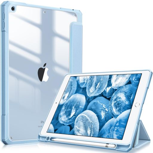 【対応機種】 iPad 10.2インチ 第9世代 2021(モデル番号:A2602/A2603/A2604/A2605)、iPad 10.2インチ 第8世代 2020 (モデル番号:A2270/A2428/A2429/A2430)、iPad 10.2インチ 第7世代 2019 (モデル番号:A2197 / A2198 / A2200) 専用スマートケース、カバー。(ご注意:iPadの他のモデルには対応していません、ご注文の際に、お手元機種の背面にあるモデル番号を確認をお願い致します。) 【材料・透明バックカバー】 ケースの表面はPUレザー素材を利用して、軽量、超薄を備えます。ポリカーボネート素材を採用している透明バックカバーは汚れや傷つけなどを防止するだけでなく、iPad本体のロゴが見えます。透明バックカバーの枠は柔軟な TPUを採用して、取り付けも簡単にできます。フロントカバー内部材質はマイクロファイバーで、摩擦によって発生する傷を抑え、液晶画面を保護しきれいに保ちます。(ご注意:透明バックカバーには保護用のフィルムがついていますので、ご使用前に保護フィルムを剥がしてください。