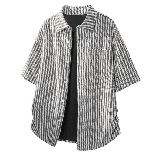 [Liaziong] 半袖 シャツ メンズ 夏服 大きいサイズ カジュアル おしゃれ 千鳥柄 トップス 五分袖 柔らかい 快適な軽い 人気 yシャツ 通気性 清涼 涼しい 涼感 服 春 秋 通勤 通学 デイリーウェ…