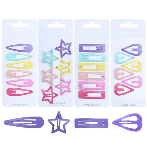 ヘアピン パッチンピン ヘアクリップ 24個セット 6色 カラフル 星 ハート ウォータ...
