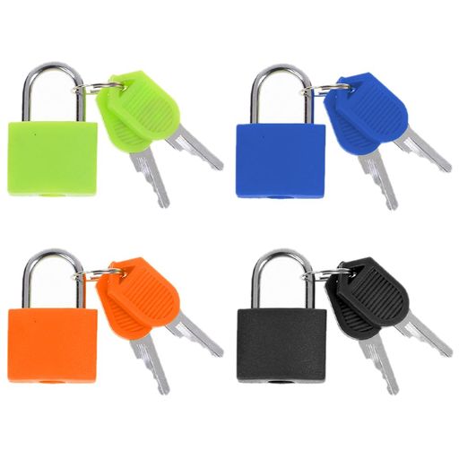 【セット内容】4個セット(オレンジ、グリーン、ブルー、ブラック。) 【サイズ】3 x 2.3cm、コンパクトかつ軽量なので、持ち運びや保管に便利です。 【素材】合金銅とプラスチックを使用しており、防水性や防錆性があり、また耐腐食性にも優れています。 【使いやすい】 キーを差し込ん、 キーを回してロックビームを開きます。 【幅広い適用】スーツケースからバックパック、ジュエリーボックス、工具箱、ドア、日記帳、収納ボックスまで、さまざまなアイテムに使用できる多目的な南京錠です。