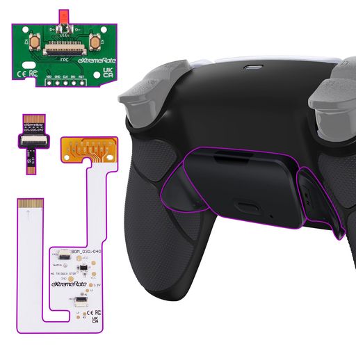 ps5コントローラーをプロなeSportエリートコントローラーに変えましょう。ps5コントローラーのBDM-030&amp;BDM-040&amp;BDM-050&amp;BDM-060モデルにのみ対応しています。お使いのBDMモデルを確認する方法については、YouTubeで「extremerate check bdm for ps5 controller」または「fiE4BWSlBRI」を検索してください。 人間工学に基づいたプログラム可能なバックボタン二つが追加しされます。 バックパドルには15個のボタンを割り当てることができます。 取り付けが簡単で、はんだ付けはオプションです。YouTubeで「eXtremeRate RISE Remap Kit V3 for PS5」または「oV_xGgwkf4A」を検索して、インストールビデオガイドをご覧ください。ご注意:BDM-060モデルの場合、付属のバッテリーブラケットへの交換が必要です。このキットをコントローラーに取り付けに伴い不具合が発生した場合、コントローラーが壊れられる場合、こっちは責任を負えませんので、ご自身、自己責任でよろしくお願い致します。