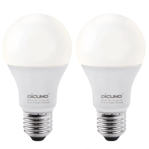 DiCUNO E26口金 LED電球 明暗センサー電球 昼白色 人感センサーなし 60W相当 9W 800lm 5000K 明るさで点灯消灯 2個入