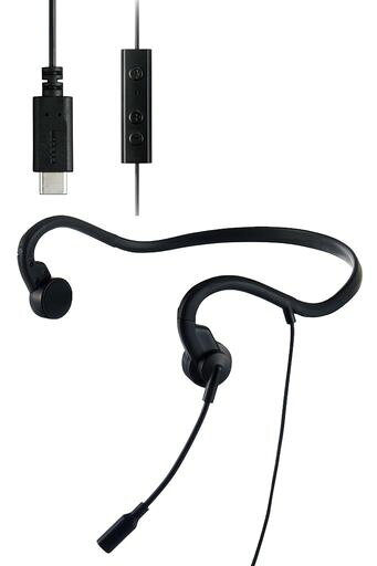 エレコム 骨伝導イヤホン マイク付き 骨伝導ヘッドセット 有線 Type-C 軽量 ペアリング・充電不要 ハンズフリー 耳を塞がない 耳が痛くならない Web会議 オンライン HS-BC05CBK