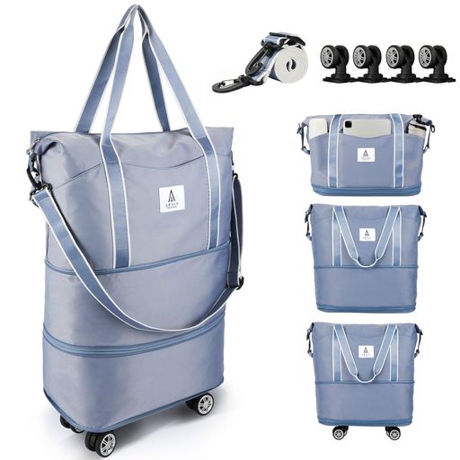 [Arxus] キャスター付きボストンバッグ carry on luggage キャリーバッグ 機内持ち込み 防災 折りたたみ 25L〜55L