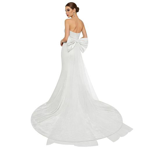 [FakeFace] バックリボン ウェディングドレス ロングトレーン チュール リボンコサージュ イブニング ドレス小物 結婚式 披露宴 パーティー フォトウェディング ヘアアレンジ 取り外し可能 …