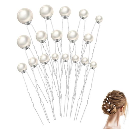 YFFSFDC Uピン ヘアピンパール 髪飾りパールピン直径8-20mmヘアアクセサリーパーテ...