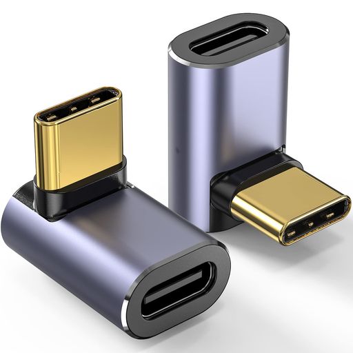タイプC L字 USB C 変換アダプタ 2個 Type Cオスメス 90度 直角 40Gbps高速転送 5A急速充電100W 8K@60Hz映像出力 wuernine