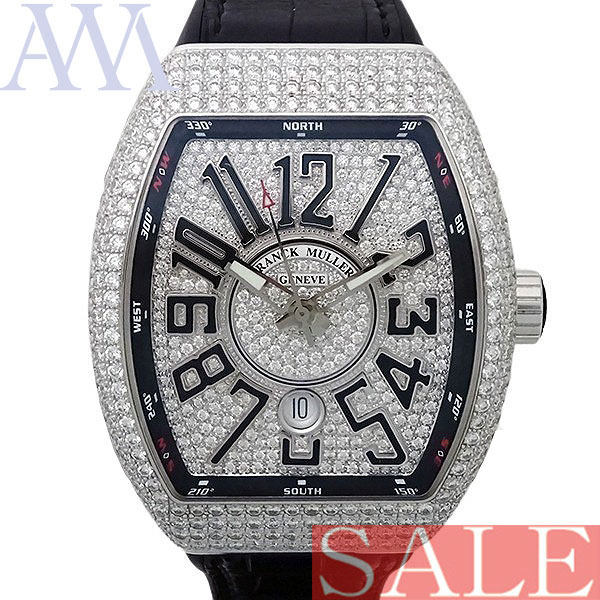 【SUMMER SALE】【FRANCK MULLER フランクミュラー】ヴァンガード V45SC DT D CD AC NR 純正フルダイヤモンド メンズ 腕時計 【美品中古】