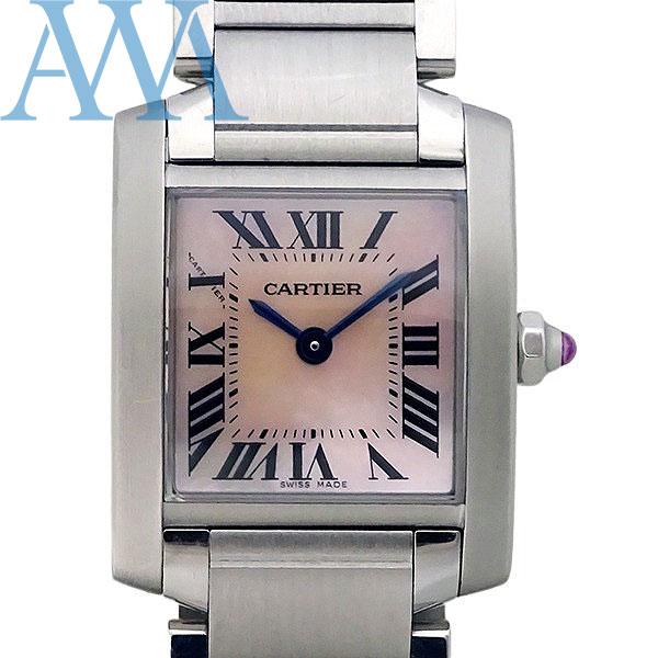 【Cartier カルティエ】タンクフランセーズSM W51028Q3 ピンクシェル クォーツ レディース 腕時計【中古】