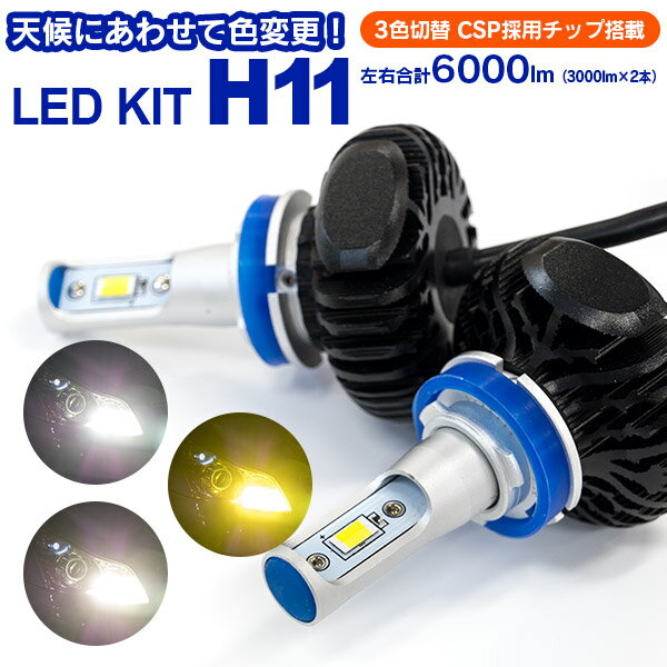 LED フォグ ランプ ライト H11 マツダ アクセラ(マイナー後) H18.6〜H21.5 BK系 スポーツ含む 丸型フォグ 3色切替 3000k 4300k 6000k 2個セット【送料無料】