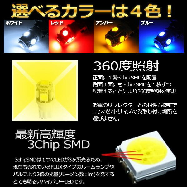 マツダ MPV LY3P LEDバルブ T10/T16 3chip×5SMD 計30連 ポジション球/ナンバー灯 ホワイト 2本セット【ネコポス限定送料無料】