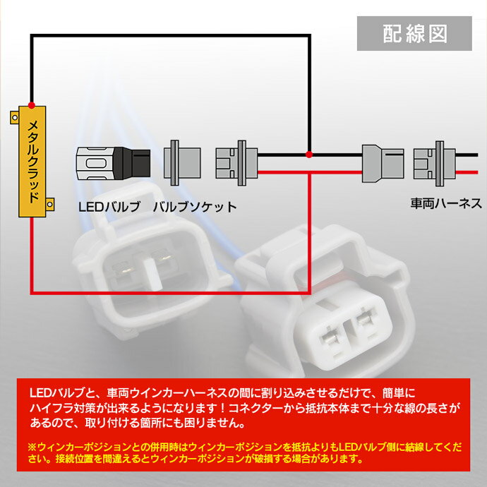 【ネコポス送料無料】ウインカー配線を傷つけない!ハイフラ抵抗器付きウインカーリレーカプラー付きウインカー配線2本セット!トヨタ車ほか汎用タイプ
