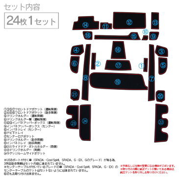 ステップワゴン RP ラバーマット ラバードアポケットマット カラーレッド 24ピース ゴムゴムマット インナーマット 滑り止めシート 内装 パーツ スパーダ【送料無料】