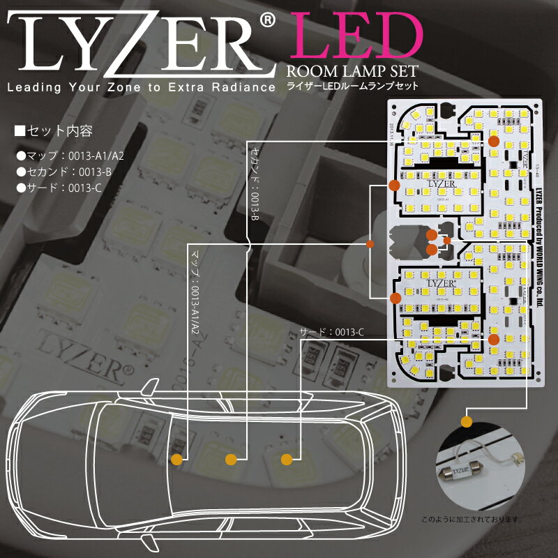 ストリーム RN6/RN7/RN8/RN9 大型レンズ車 LEDルームランプ LYZER (ライザー) プラモデル型 一枚基板 超高輝度 1Chip/100mA クールホワイト 【ネコポス送料無料】